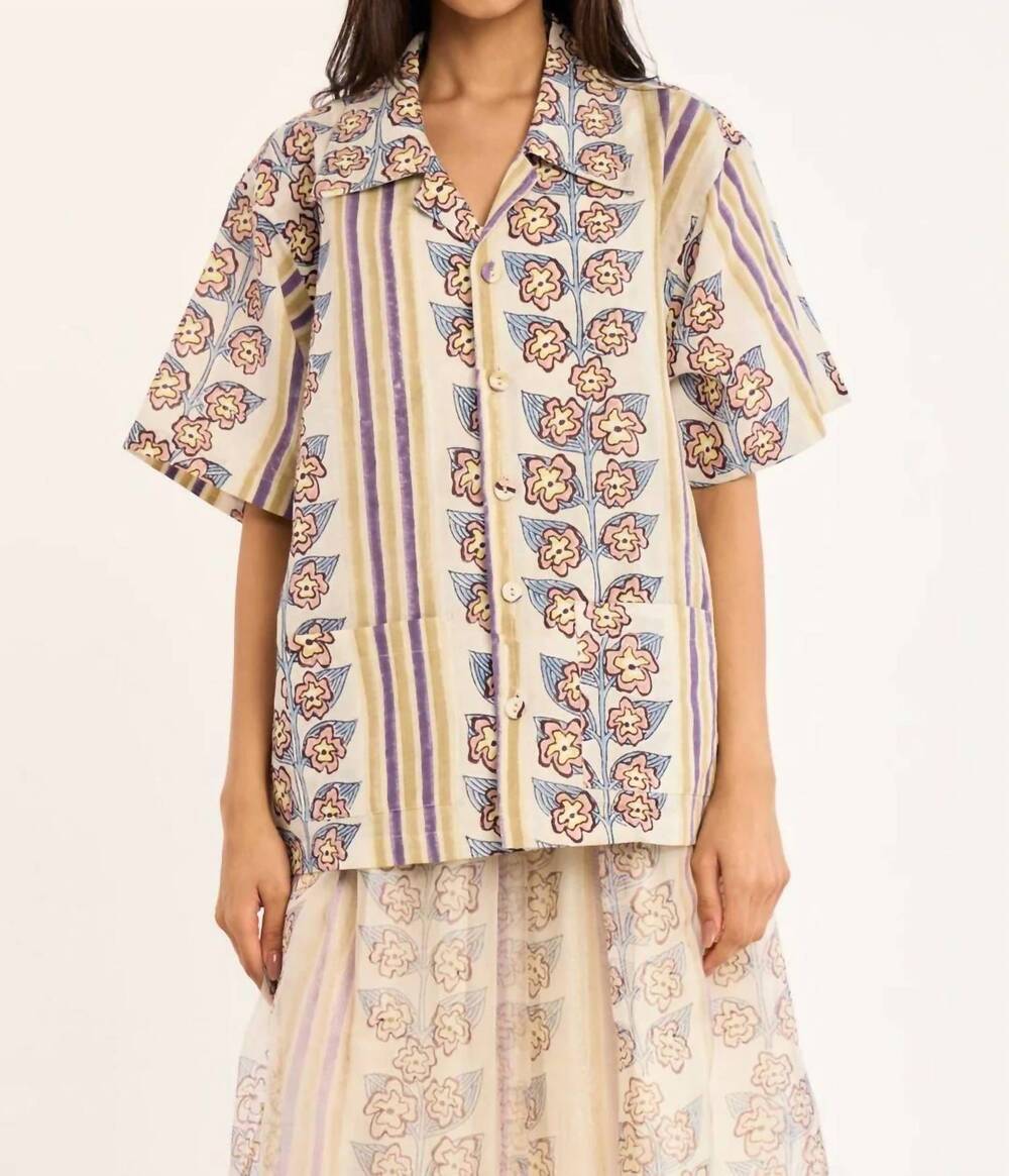 NEW RUJUTA SHETH women's alma shirt in atlas floral block